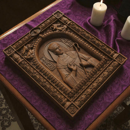 Patriarch Joseph Wooden Carved Handmade Christian Icon | Byzantine Greek Orthodox Home Art Decor