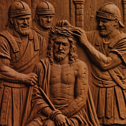 Jesus Christ Tortured by Roman Soldiers Wooden Carved Handmade Christian Icon  Byzantine Greek Orthodox Home Art Decor Cretan Holy Carvings