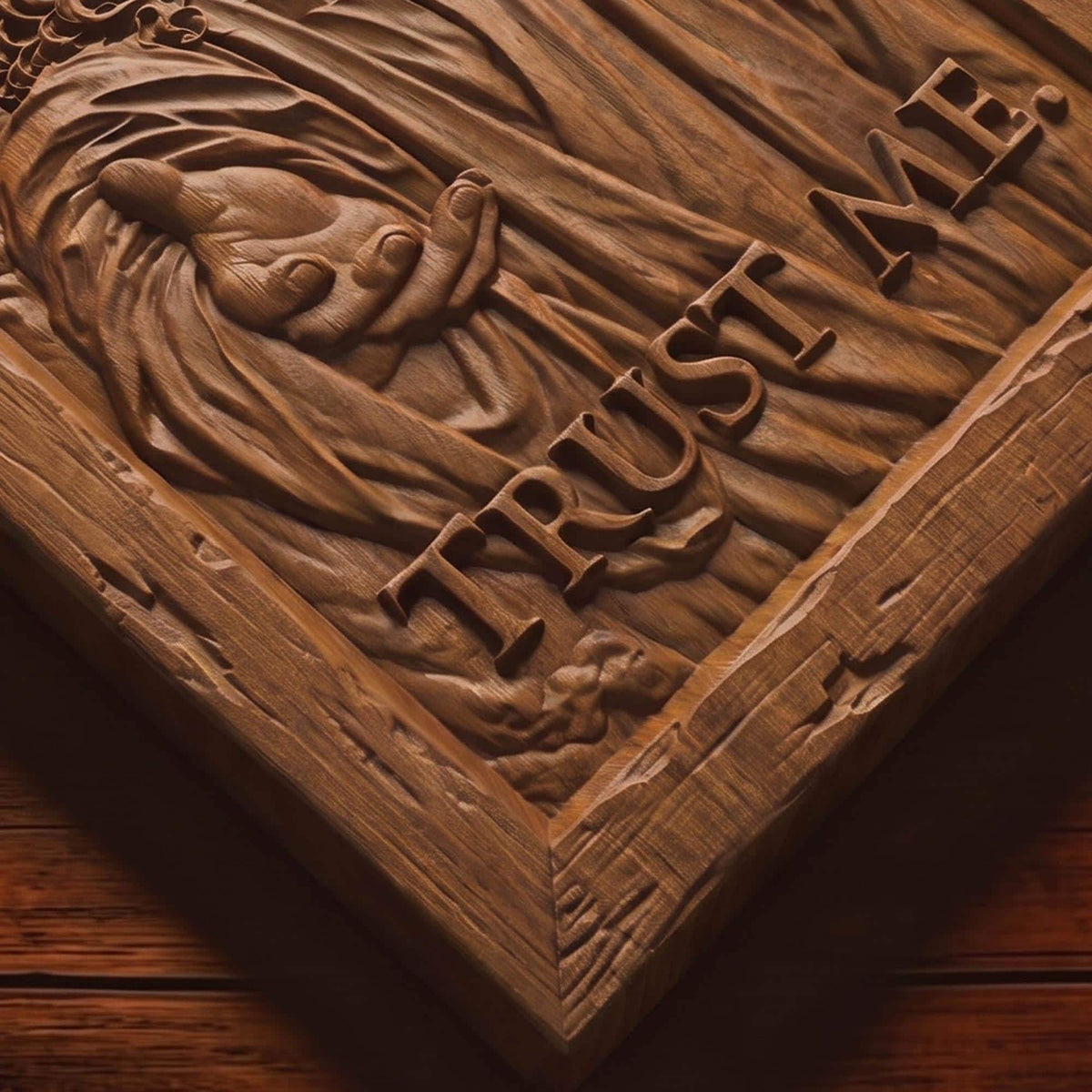 Jesus Christ - Trust Me Wooden Carved Handmade Christian Icon  Byzantine Greek Orthodox Home Decor Cretan Holy Carvings
