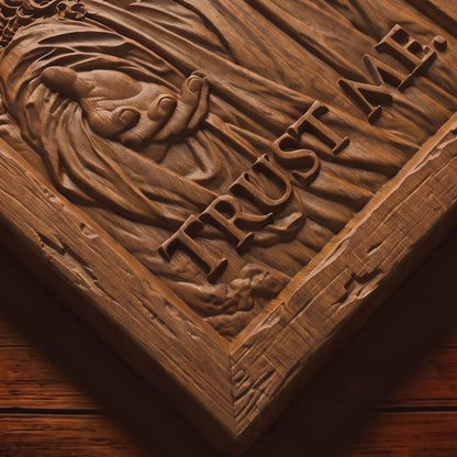 Jesus Christ - Trust Me Wooden Carved Handmade Christian Icon  Byzantine Greek Orthodox Home Decor Cretan Holy Carvings