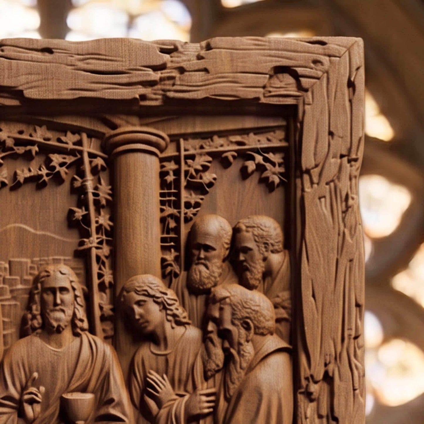 The Last Supper 3 Rustic Frame Wooden Carved Handmade Christian Icon  Byzantine Greek Orthodox Home Decor Cretan Holy Carvings