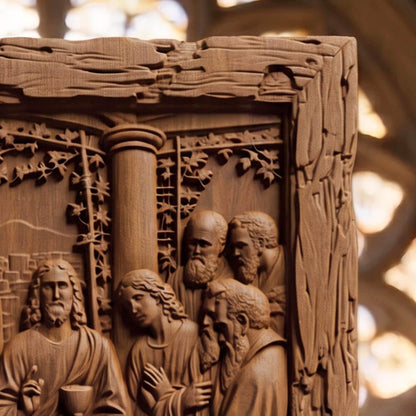 The Last Supper 3 Rustic Frame Wooden Carved Handmade Christian Icon  Byzantine Greek Orthodox Home Decor Cretan Holy Carvings
