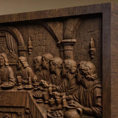 The Last Supper Simple Frame Wooden Carved Handmade Christian Icon  Byzantine Greek Orthodox Home Decor Cretan Holy Carvings