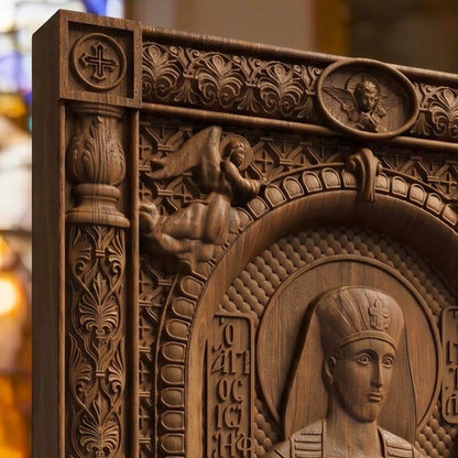 Patriarch Joseph Wooden Carved Handmade Christian Icon | Byzantine Greek Orthodox Home Art Decor