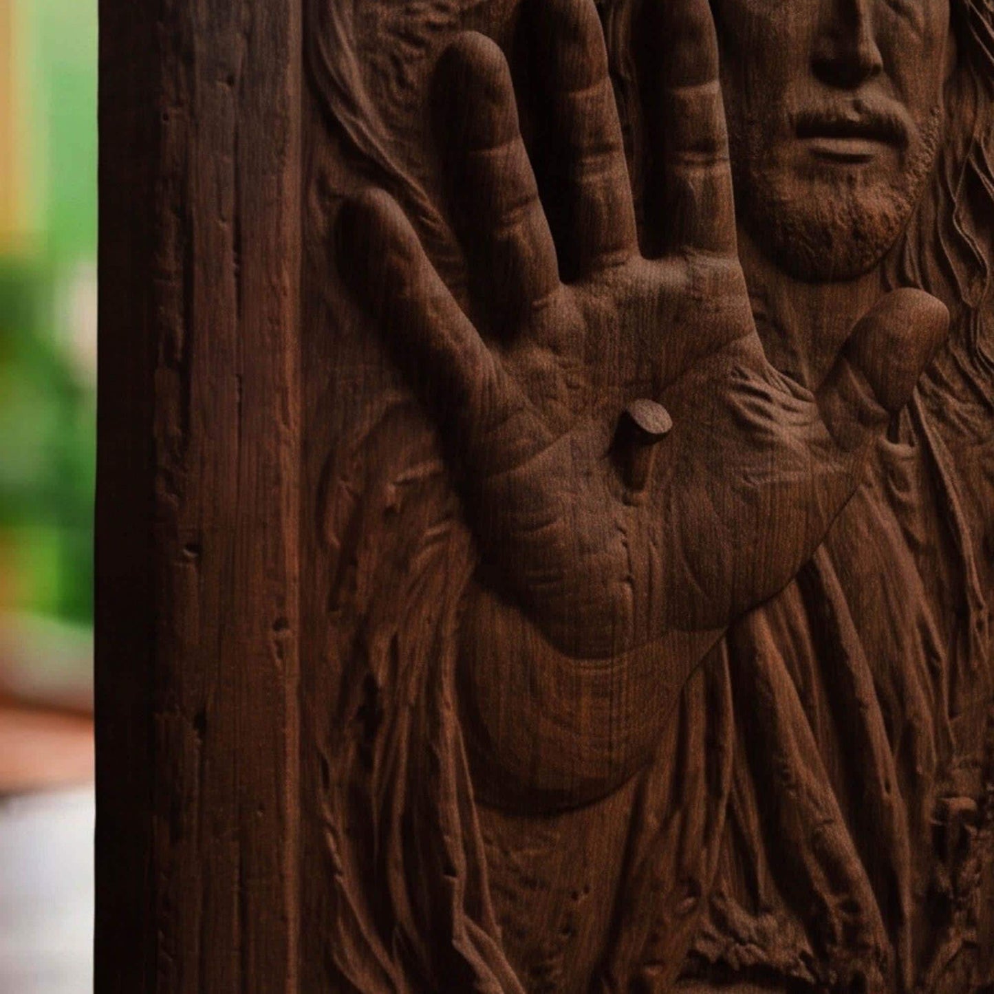 Jesus Christ Wound Wooden Carved Handmade Christian Icon  Byzantine Greek Orthodox Home Art Decor Cretan Holy Carvings