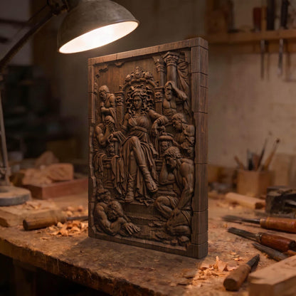 Medusa from Ancient Greek Mythology 3D Wooden Bas Relief Panel Art Sculptural Gift Idea Cretan Holy Carvings