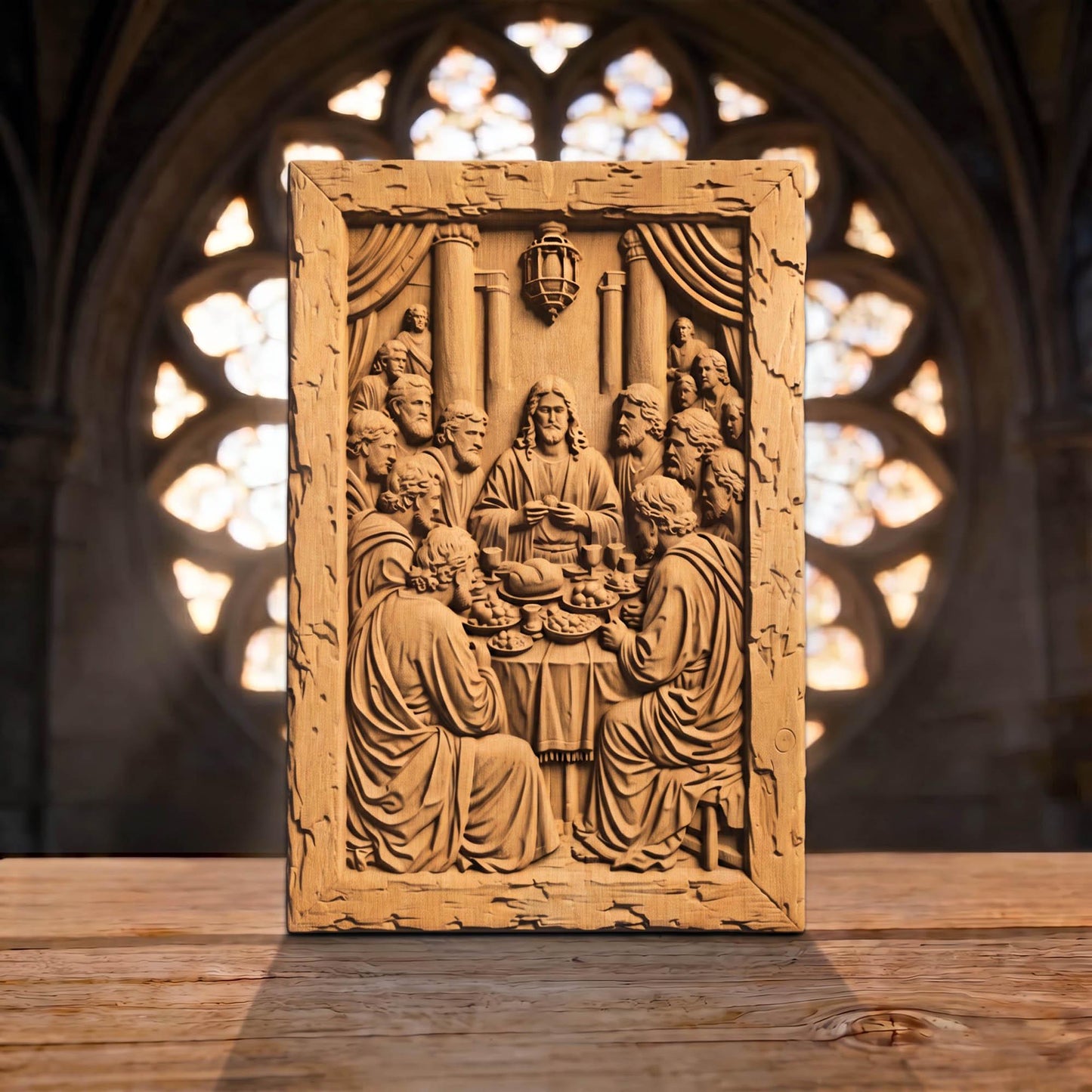 The Last Supper 2 Rustic Frame Wooden Carved Handmade Christian Icon  Byzantine Greek Orthodox Home Decor Cretan Holy Carvings