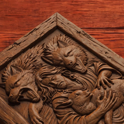 Jesus Christ Saves from the Wolves Wooden Carved Handmade Christian Icon  Byzantine Greek Orthodox Home Art Decor Cretan Holy Carvings
