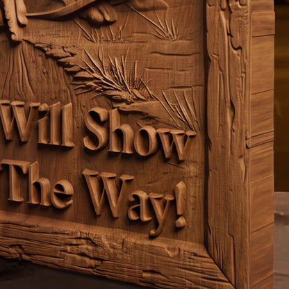 God Will Show You The Way Wooden Carved Handmade Christian Icon  Byzantine Greek Orthodox Home Art Decor Cretan Holy Carvings