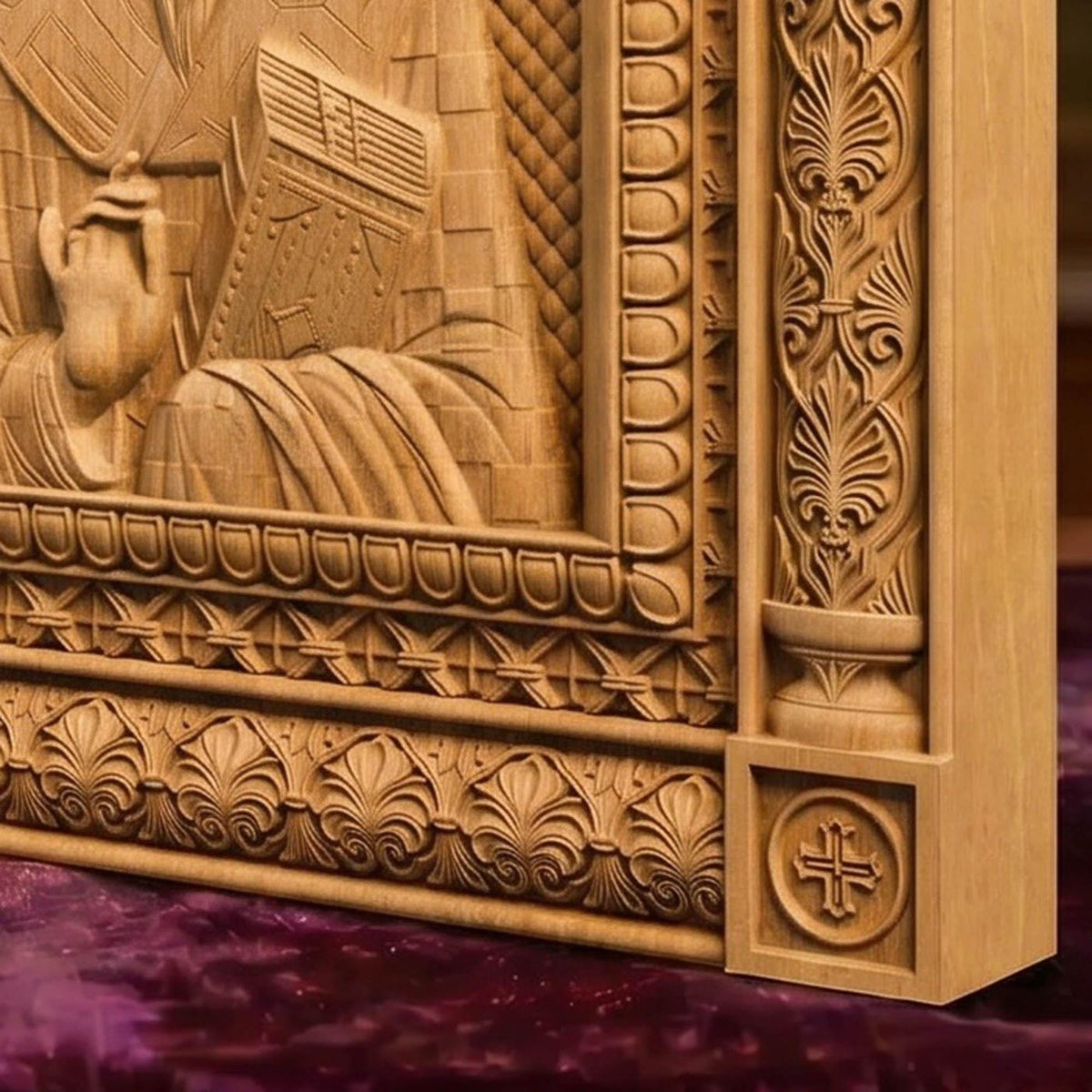 Saint Gregory of Nyssa Wooden Carved Handmade Christian Icon | Byzantine Greek Orthodox Home Art Decor