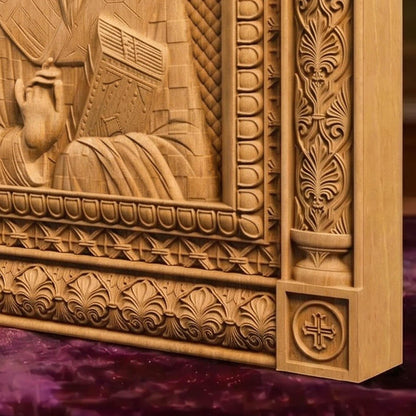 Saint Gregory of Nyssa Wooden Carved Handmade Christian Icon | Byzantine Greek Orthodox Home Art Decor