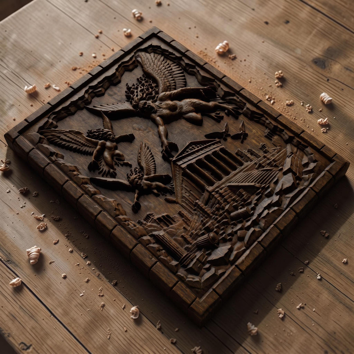 Harpies Ancient Greek Mythology Monsters 3D Wooden Bas Relief Panel Art Sculptural Gift Idea Cretan Holy Carvings