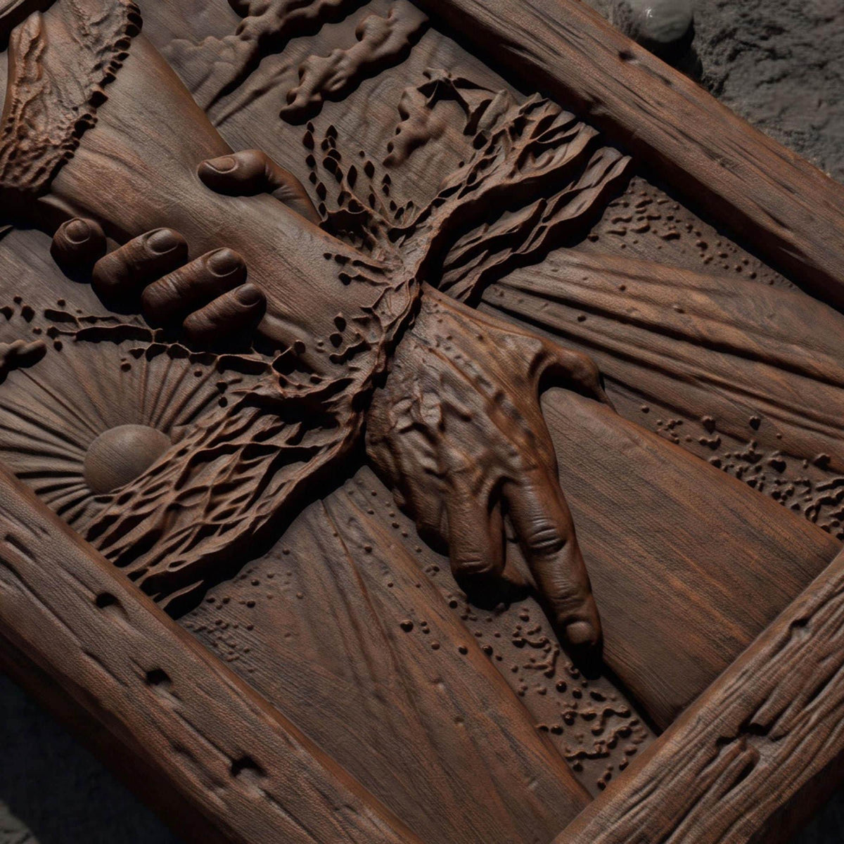 Hand of Help Wooden Carved Handmade Christian Icon  Byzantine Greek Orthodox Home Decor Cretan Holy Carvings