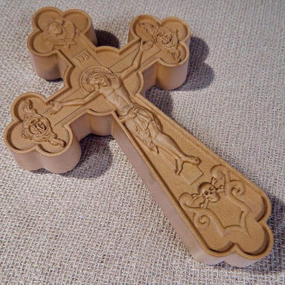 Hand Carved Cross No 2 | Wood Byzantine Greek Christian Wall Art