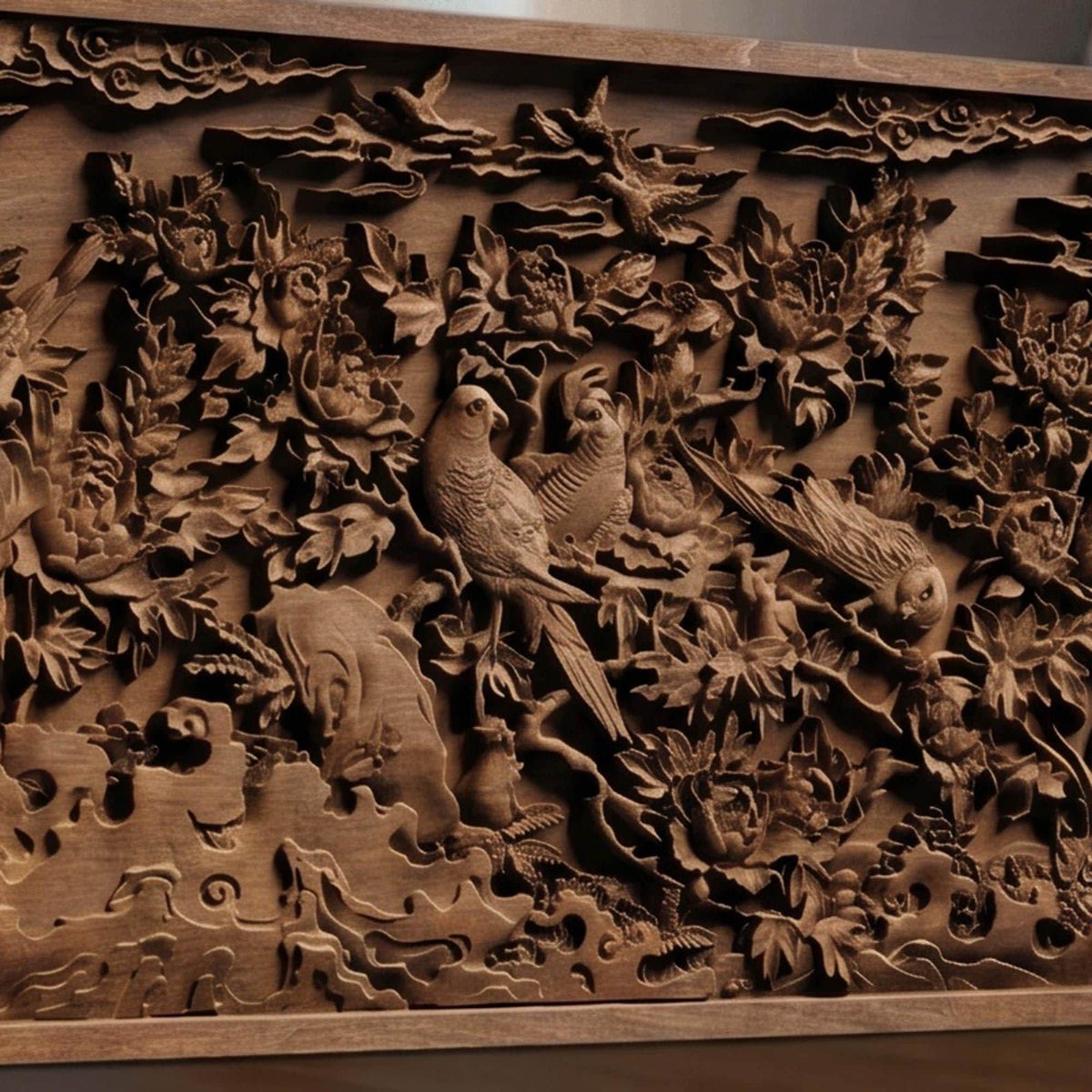 Birds of Paradise Wooden Bas Relief | Wood Panel Art | Sculptural Gift Idea