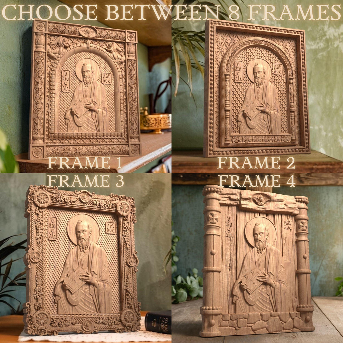 Saint Paul the Apostle Wooden Carved Handmade Christian Icon. Byzantine Greek Orthodox Home Art Decor.