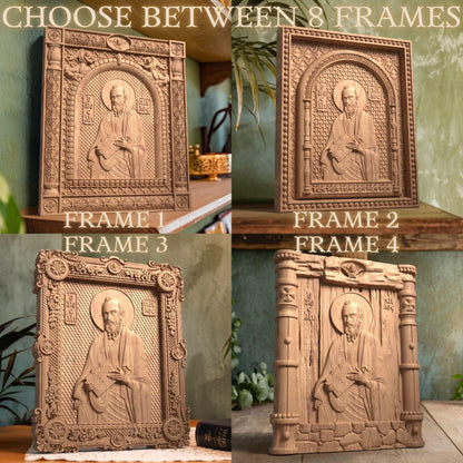 Saint Paul the Apostle Wooden Carved Handmade Christian Icon. Byzantine Greek Orthodox Home Art Decor.