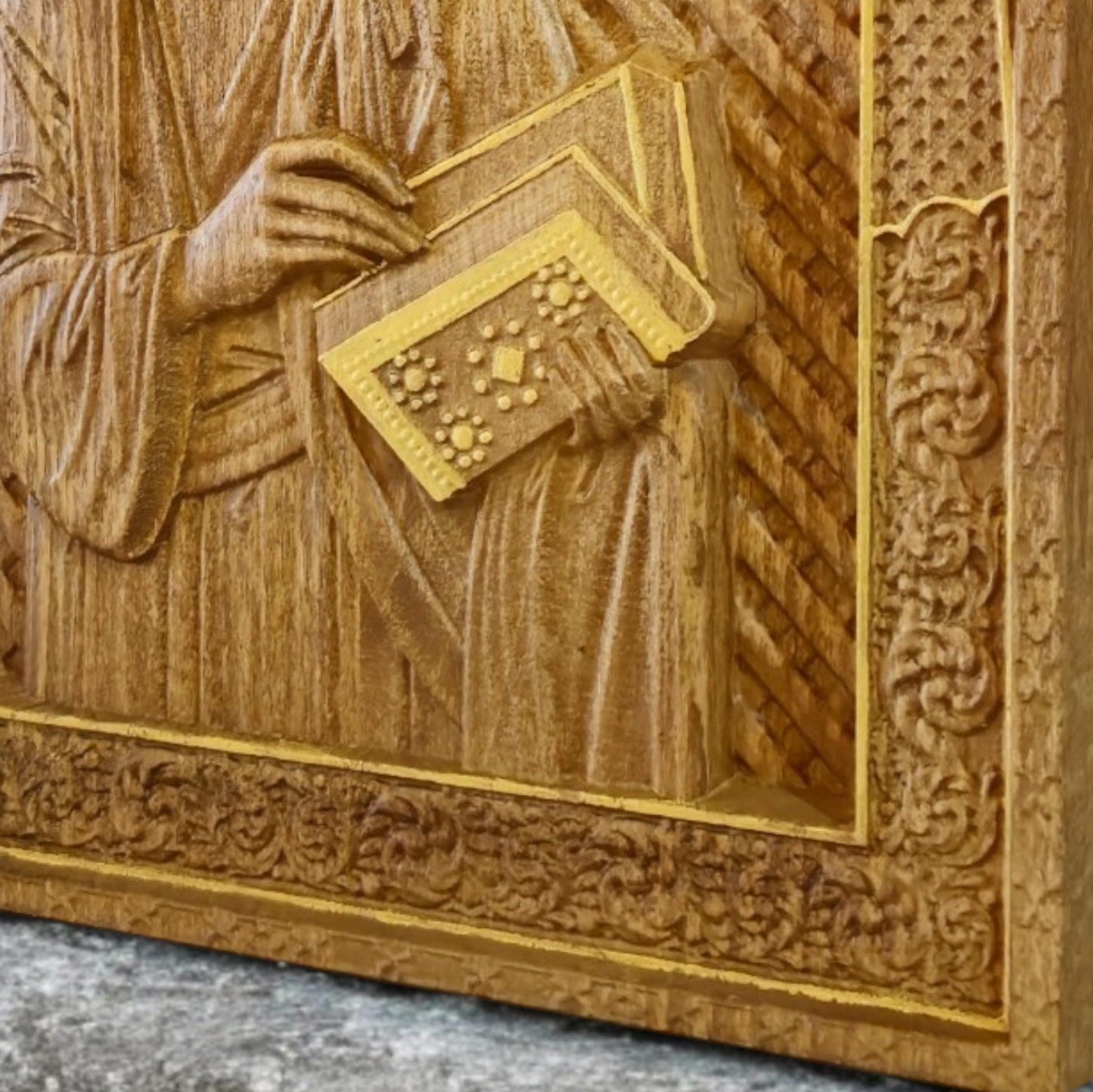 Matthew the Evangelist Wooden Carved Handmade Christian Icon. Byzantine Greek Orthodox Home Art Decor.