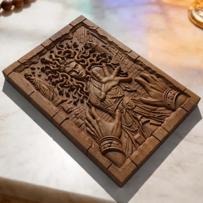 Medusa's Curse from Ancient Greek Mythology 3D Wooden Bas Relief Panel Art Sculptural Gift Idea Cretan Holy Carvings