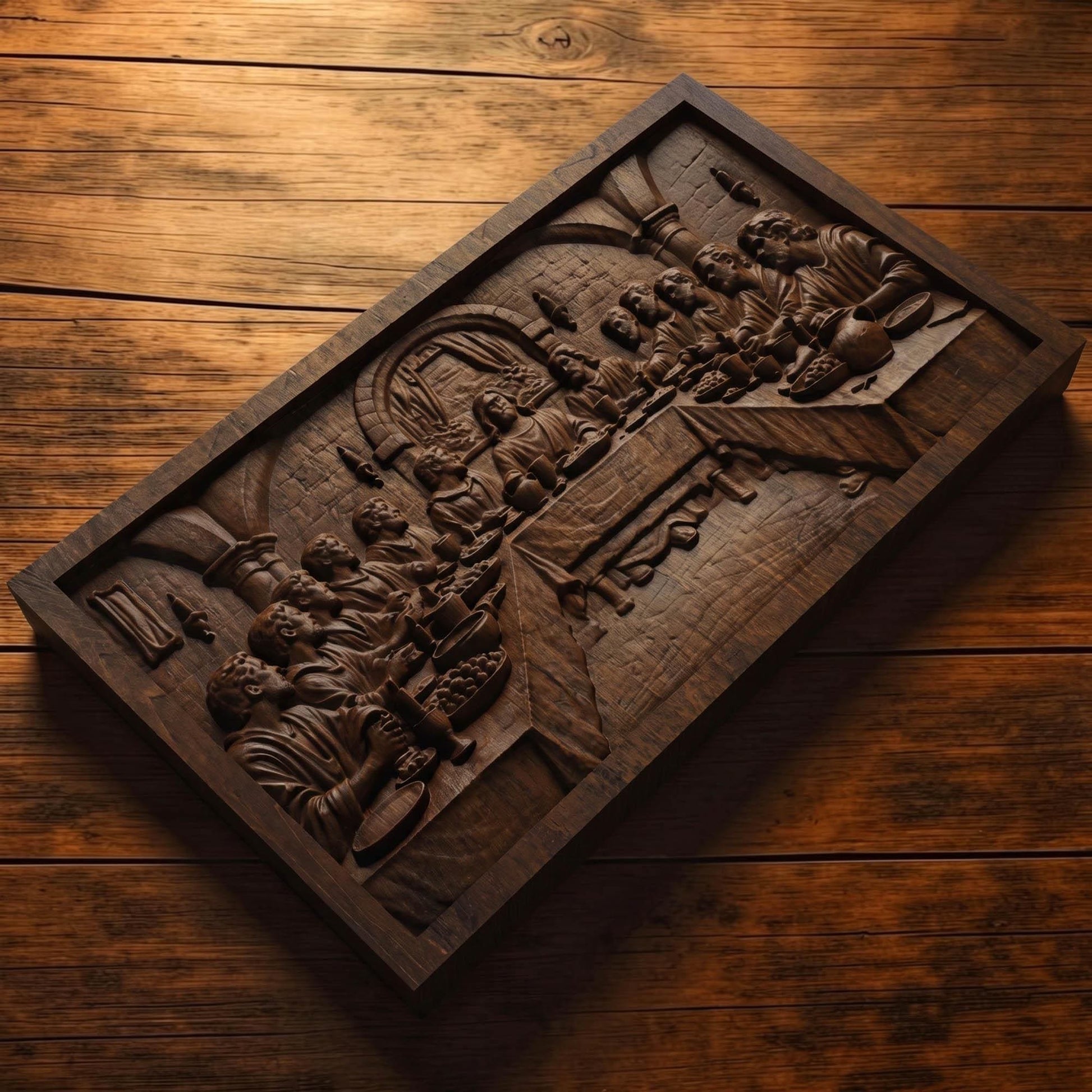 The Last Supper Simple Frame Wooden Carved Handmade Christian Icon  Byzantine Greek Orthodox Home Decor Cretan Holy Carvings