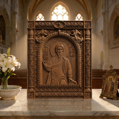 Prophet Isaiah Wooden Carved Handmade Christian Icon | Byzantine Greek Orthodox Home Art Decor