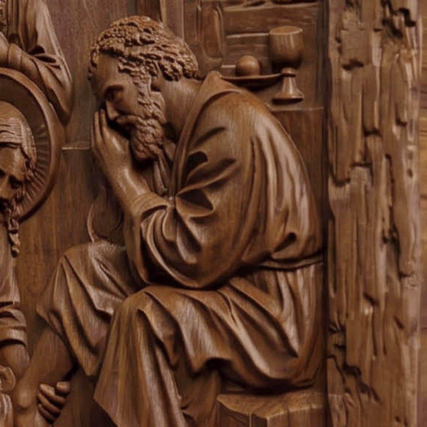 Jesus Christ Washes His Disciple’s Feet Wooden Carved Handmade Christian Icon  Byzantine Greek Orthodox Home Decor Cretan Holy Carvings