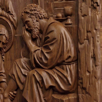 Jesus Christ Washes His Disciple’s Feet Wooden Carved Handmade Christian Icon  Byzantine Greek Orthodox Home Decor Cretan Holy Carvings