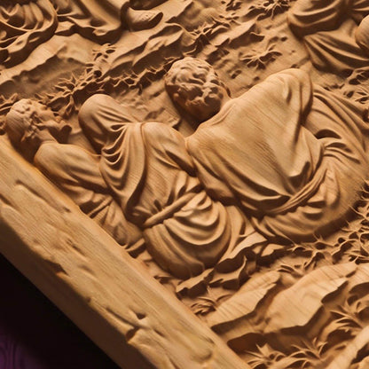 Jesus Christ Teaching the Crowds Wooden Carved Handmade Christian Icon  Byzantine Greek Orthodox Home Decor Cretan Holy Carvings