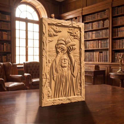 Jesus Christ Feeds the 5000 Wooden Carved Handmade Christian Icon  Byzantine Greek Orthodox Home Decor Cretan Holy Carvings