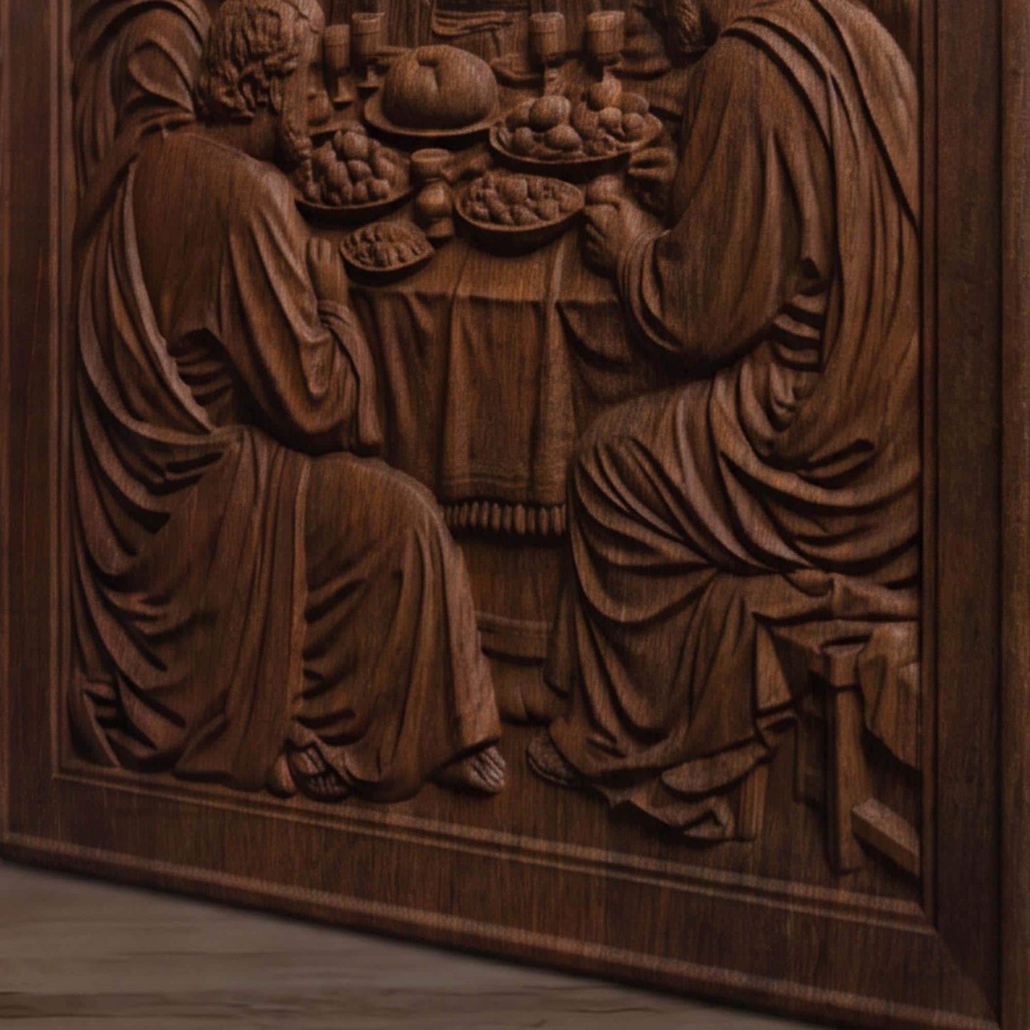 The Last Supper 2 Plain Frame Wooden Carved Handmade Christian Icon  Byzantine Greek Orthodox Home Decor Cretan Holy Carvings