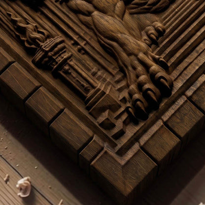 Cerberus at the Gates of Hades from Ancient Greek Mythology 3D Wooden Bas Relief Panel Art Sculptural Gift Idea Cretan Holy Carvings