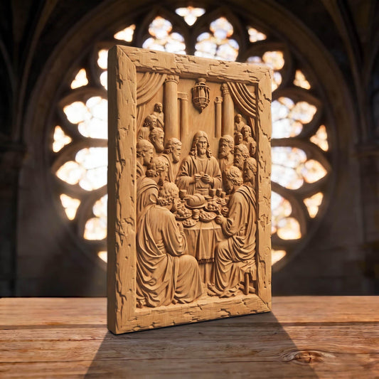 The Last Supper 2 Rustic Frame Wooden Carved Handmade Christian Icon  Byzantine Greek Orthodox Home Decor Cretan Holy Carvings