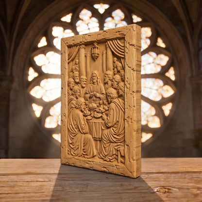 The Last Supper 2 Rustic Frame Wooden Carved Handmade Christian Icon  Byzantine Greek Orthodox Home Decor Cretan Holy Carvings