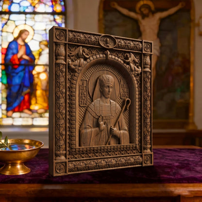 Patriarch Joseph Wooden Carved Handmade Christian Icon | Byzantine Greek Orthodox Home Art Decor