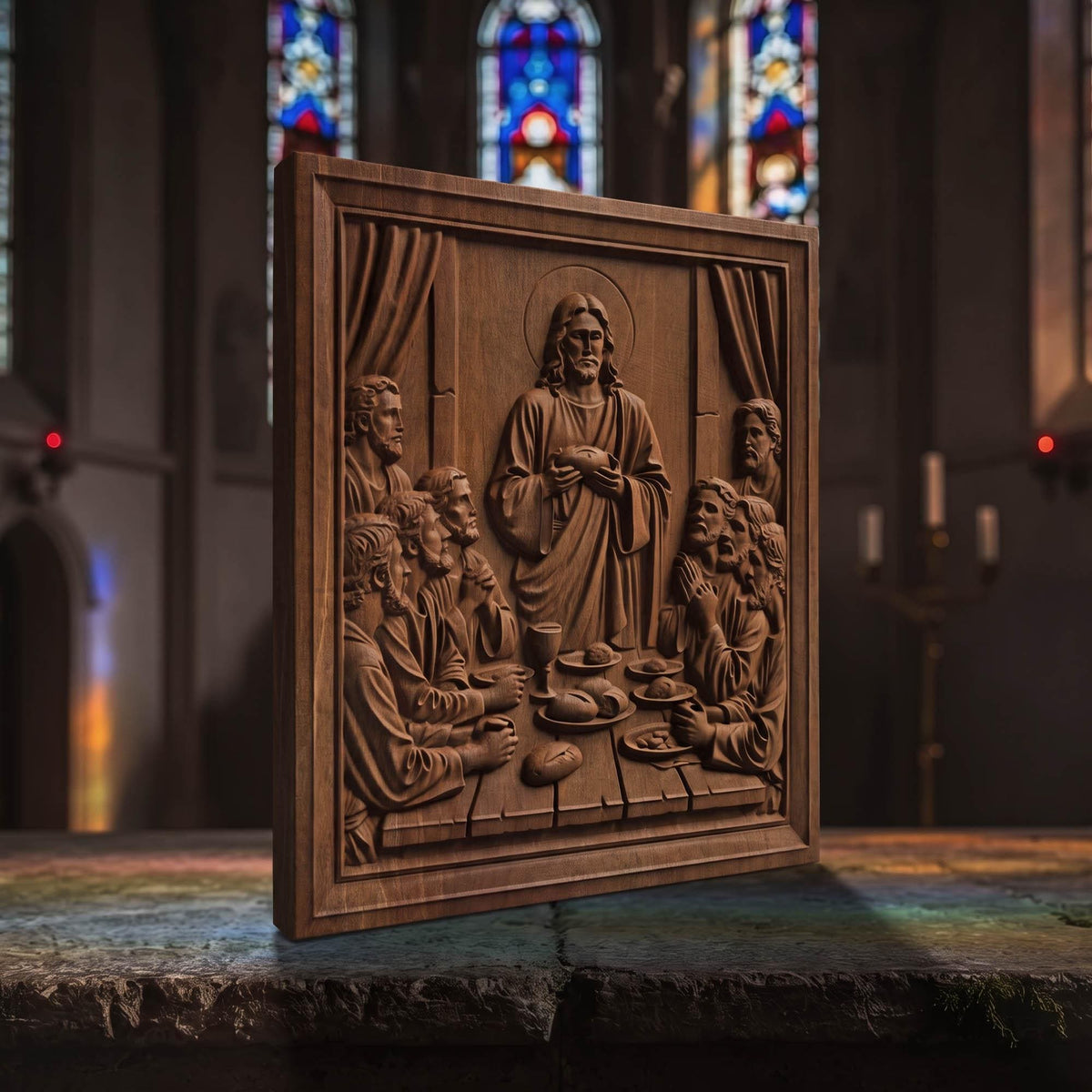 Jesus Christ Blesses the Bread Wooden Carved Handmade Christian Icon  Byzantine Greek Orthodox Home Decor Cretan Holy Carvings