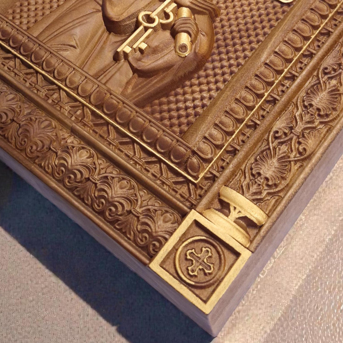 Saint Peter the Apostle Wooden Carved Handmade Christian Icon. Byzantine Greek Orthodox Home Art Decor.