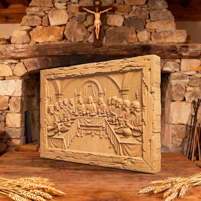 The Last Supper Rustic Frame Wooden Carved Handmade Christian Icon  Byzantine Greek Orthodox Home Decor Cretan Holy Carvings
