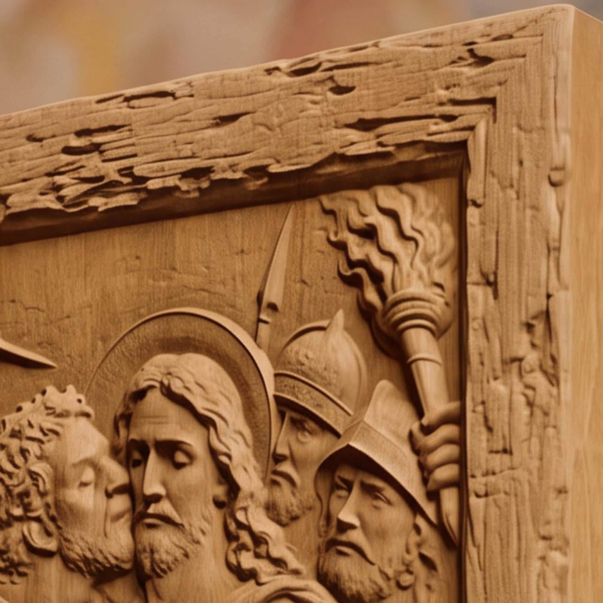 Judas Kiss Betraying Jesus Christ Wooden Carved Handmade Christian Icon  Byzantine Greek Orthodox Home Decor Cretan Holy Carvings