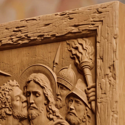 Judas Kiss Betraying Jesus Christ Wooden Carved Handmade Christian Icon  Byzantine Greek Orthodox Home Decor Cretan Holy Carvings
