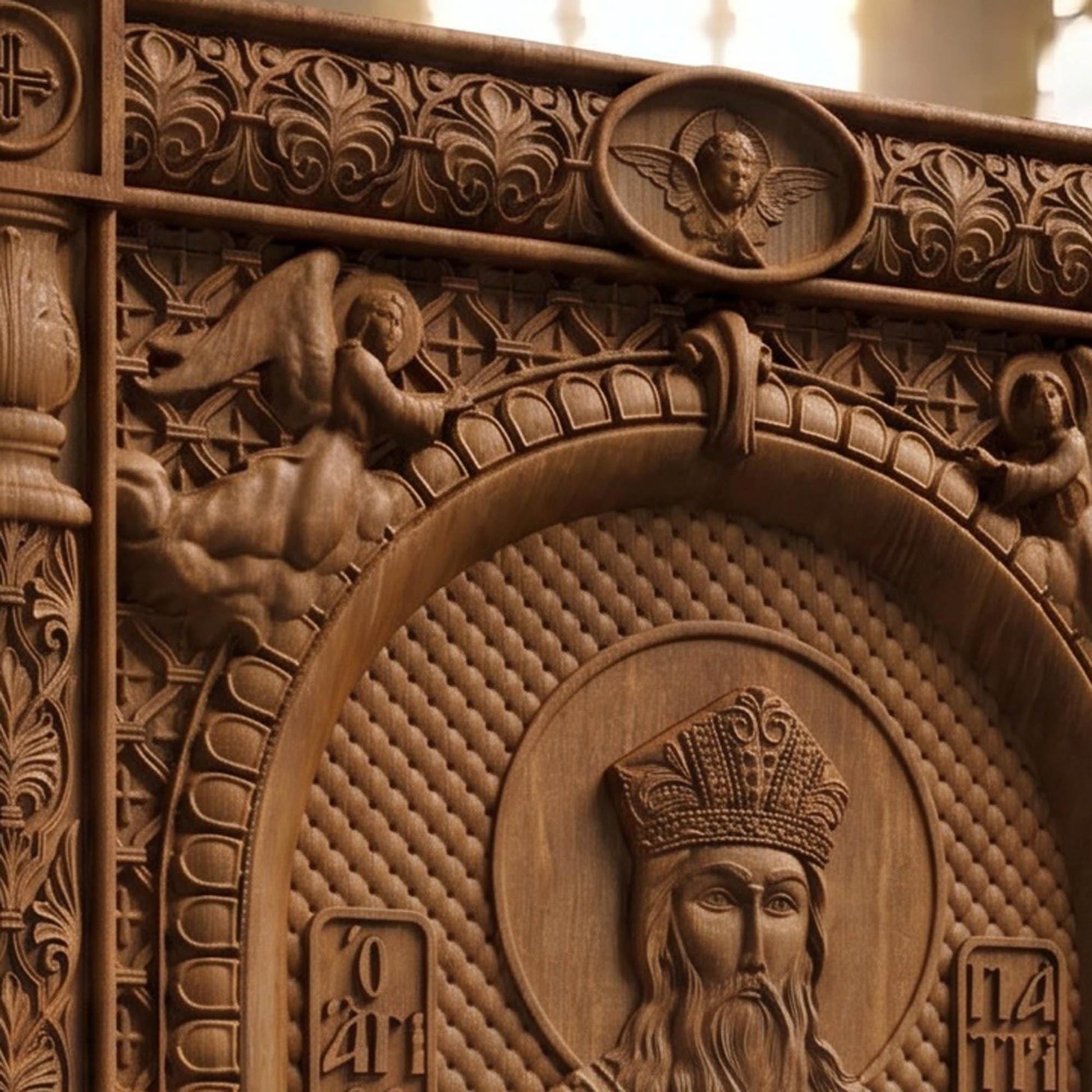 Saint Patrick Patron Saint of Ireland Wooden Carved Handmade Christian Icon | Byzantine Greek Orthodox Home Art Decor