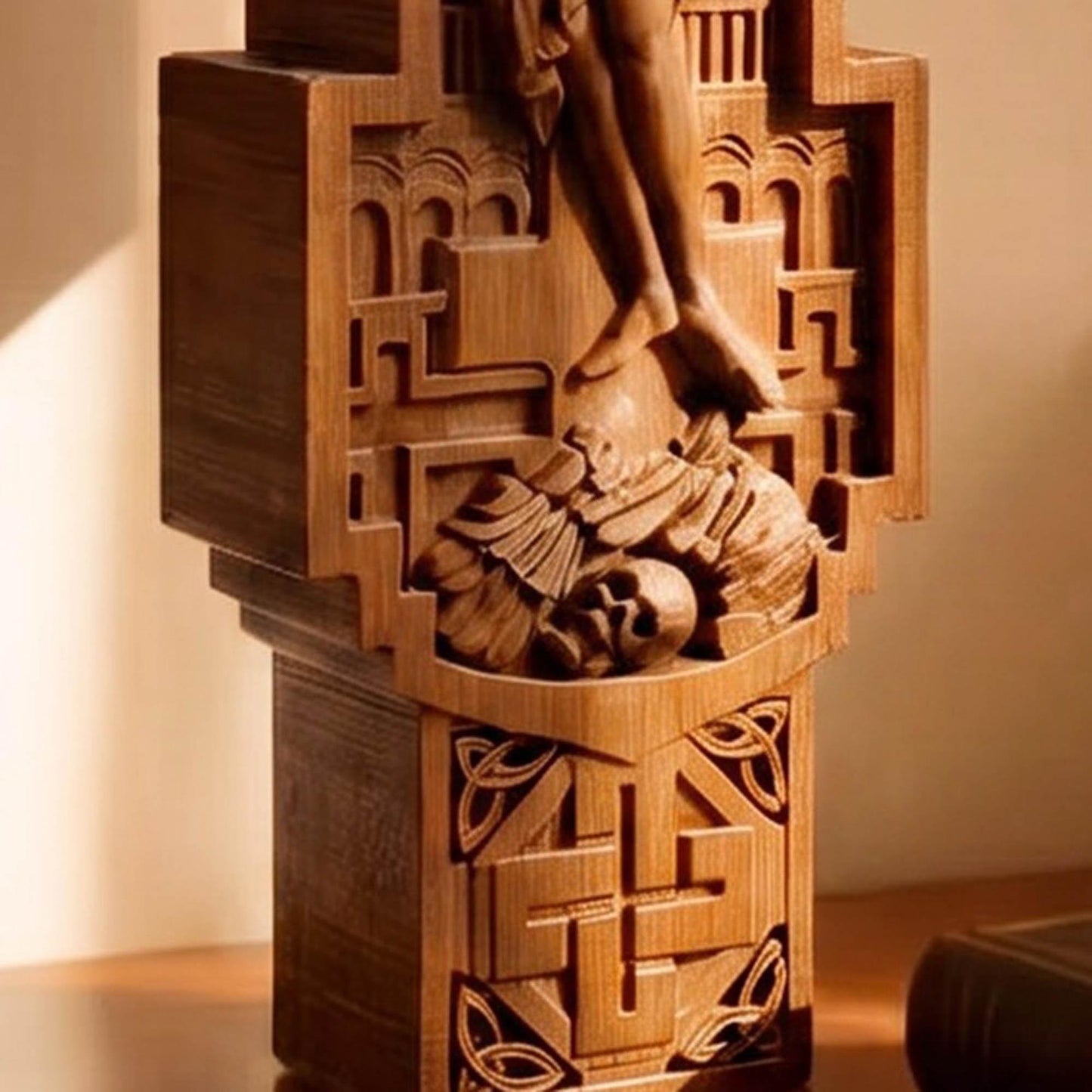 Hand Carved Cross No 3 | Wood Byzantine Greek Christian Wall Art Cretan Holy Carvings