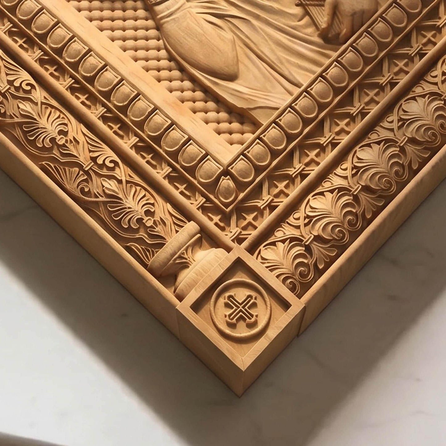 Saint Charalambos Wooden Carved Handmade Christian Icon | Byzantine Greek Orthodox Home Art Decor