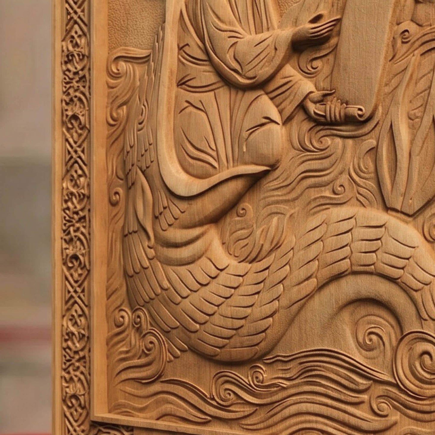 Prophet Jonah Wooden Carved Handmade Christian Icon. Byzantine Greek Orthodox Home Decor.