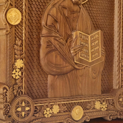 Mark the Evangelist Wooden Carved Handmade Christian Icon. Byzantine Greek Orthodox Home Art Decor.