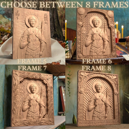 Άγιος Δημήτριος Θεσσαλονίκης Ξυλόγλυπτη Εικόνα.
