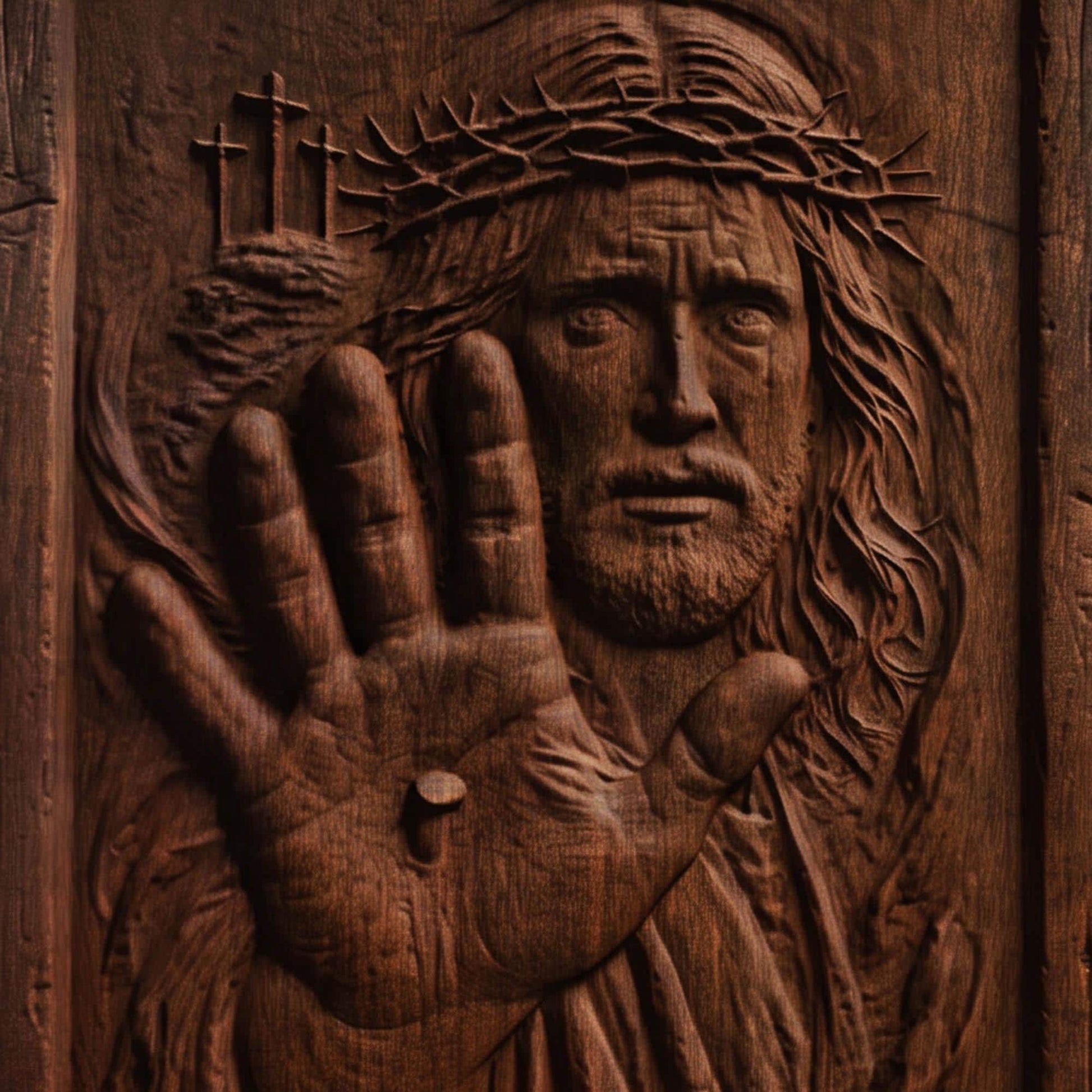 Jesus Christ Wound Wooden Carved Handmade Christian Icon  Byzantine Greek Orthodox Home Art Decor Cretan Holy Carvings