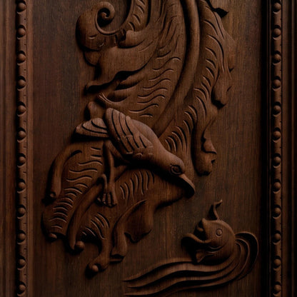 Bird and Fish Wooden Bas Relief | Wood Panel Art | Sculptural Gift Idea