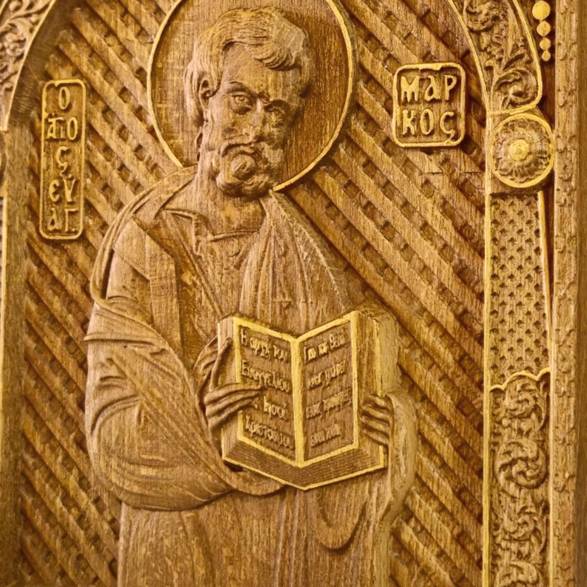 Mark the Evangelist Wooden Carved Handmade Christian Icon. Byzantine Greek Orthodox Home Art Decor.