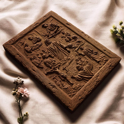 The Life of Jesus Christ Wooden Carved Handmade Christian Icon  Byzantine Greek Orthodox Home Decor Cretan Holy Carvings