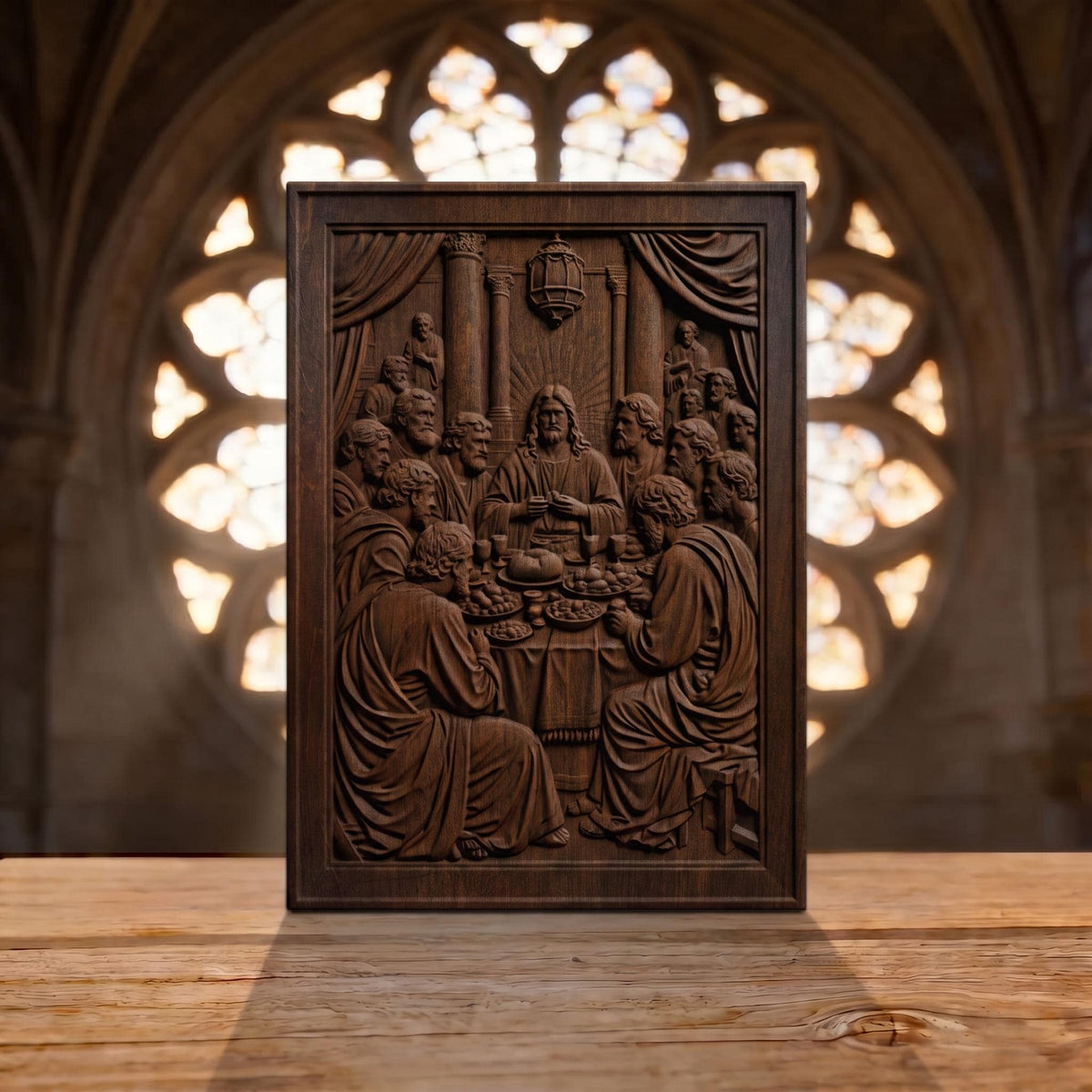 The Last Supper 2 Plain Frame Wooden Carved Handmade Christian Icon  Byzantine Greek Orthodox Home Decor Cretan Holy Carvings